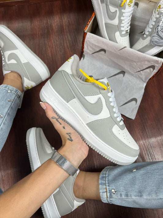 Tênis Nike Air Force Branco Cinza Feminino Premium